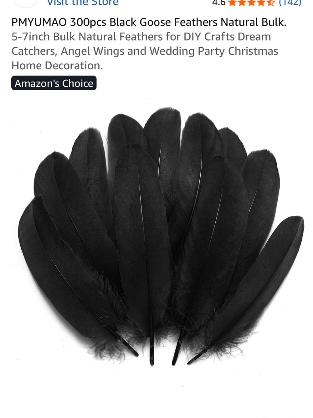 Black Goose Feathers - Bulk Craft Feathers for Home Party Supplies